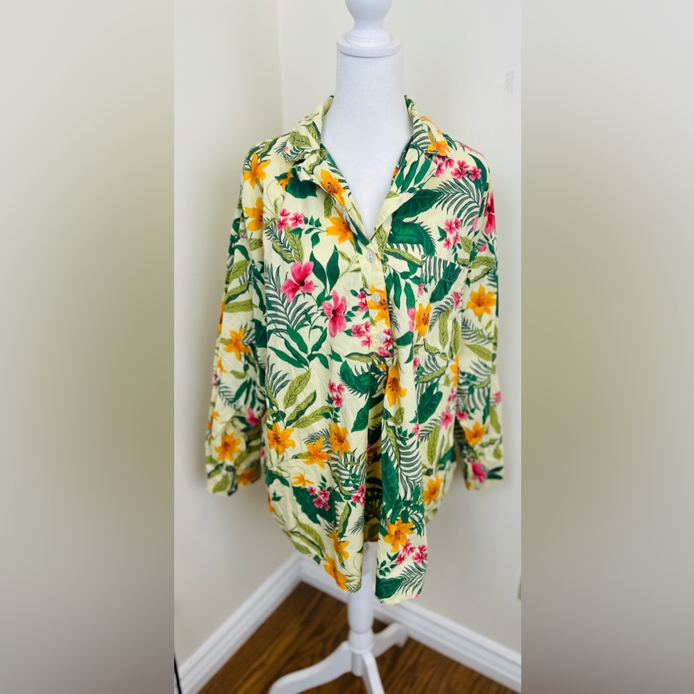 Only Tropical Leaf Print Shirt/Nightshirt